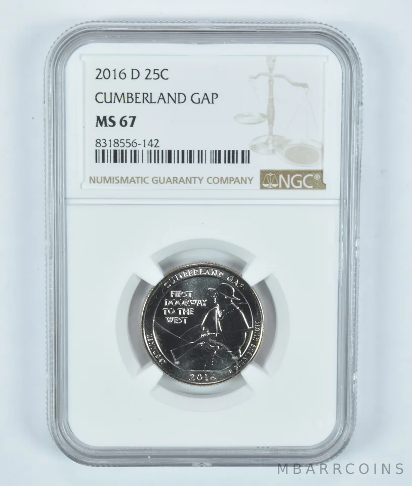 2016-D Washington Quarter Cumberland Gap ATB MS67 NGC