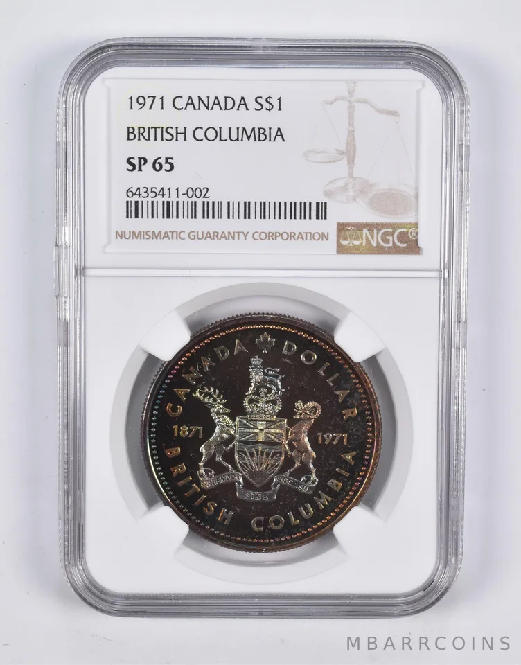 SP65 1971 Canada 1 Dollar British Columbia NGC a2185