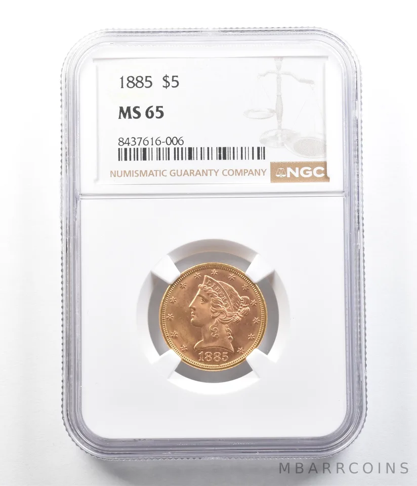 1885 $5 Liberty Head Gold Half Eagle MS65 NGC *6311