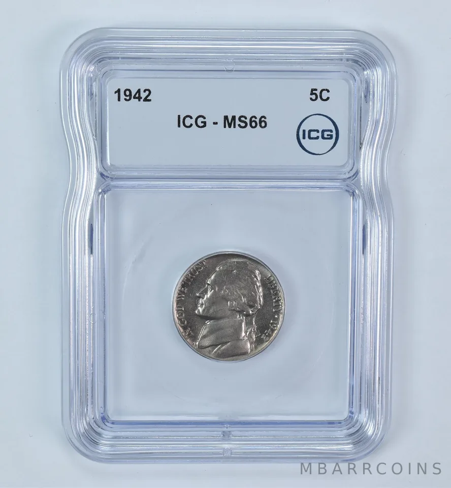 1942 Jefferson Nickel Type 1 MS66 ICG (No Mint Mark)