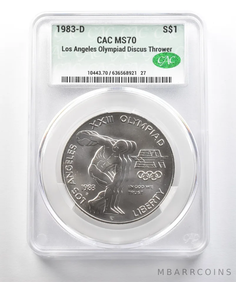 1983-D Olympic Discus Commemorative Silver Dollar MS70 CAC