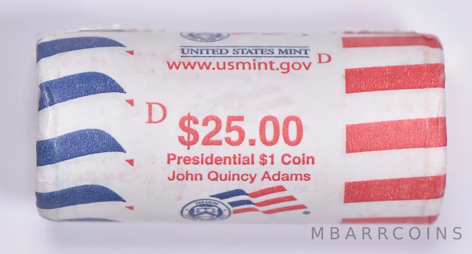 2008-D John Q. Adams Presidential $1 Coin Roll of $25 Unc US Mint BU