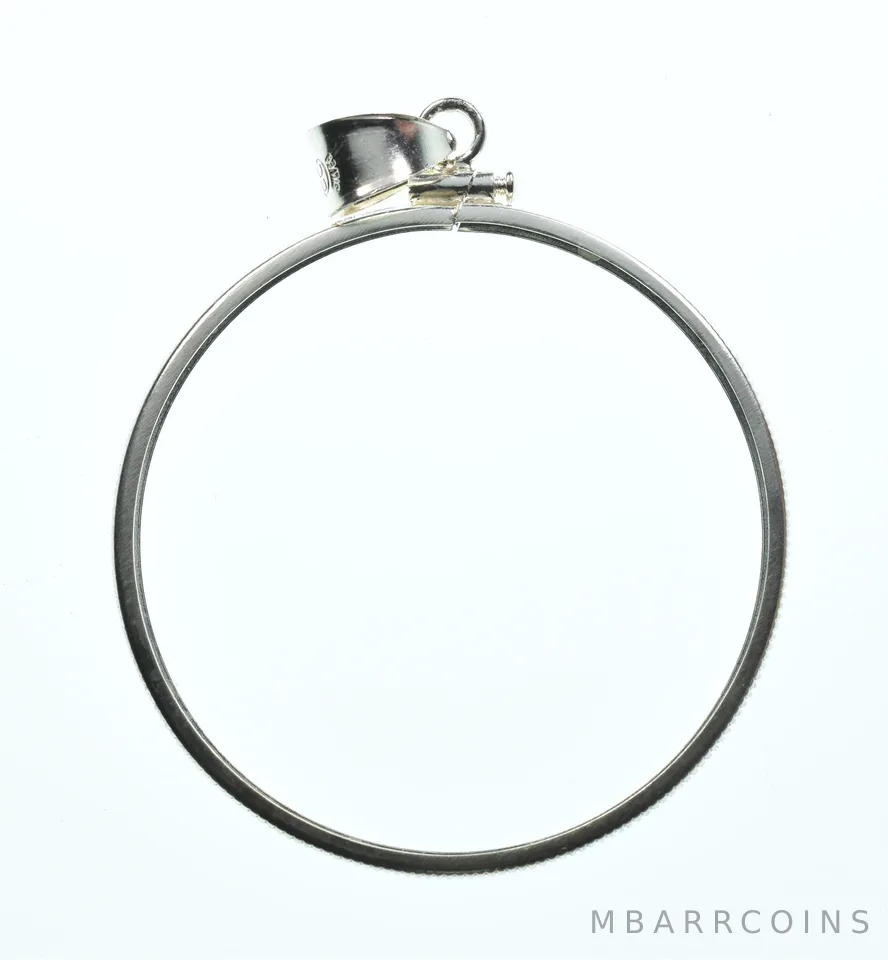Sterling Silver 39 MM 1 Oz Crown Mint Coin Bezel Pendant Frame Edge *2138