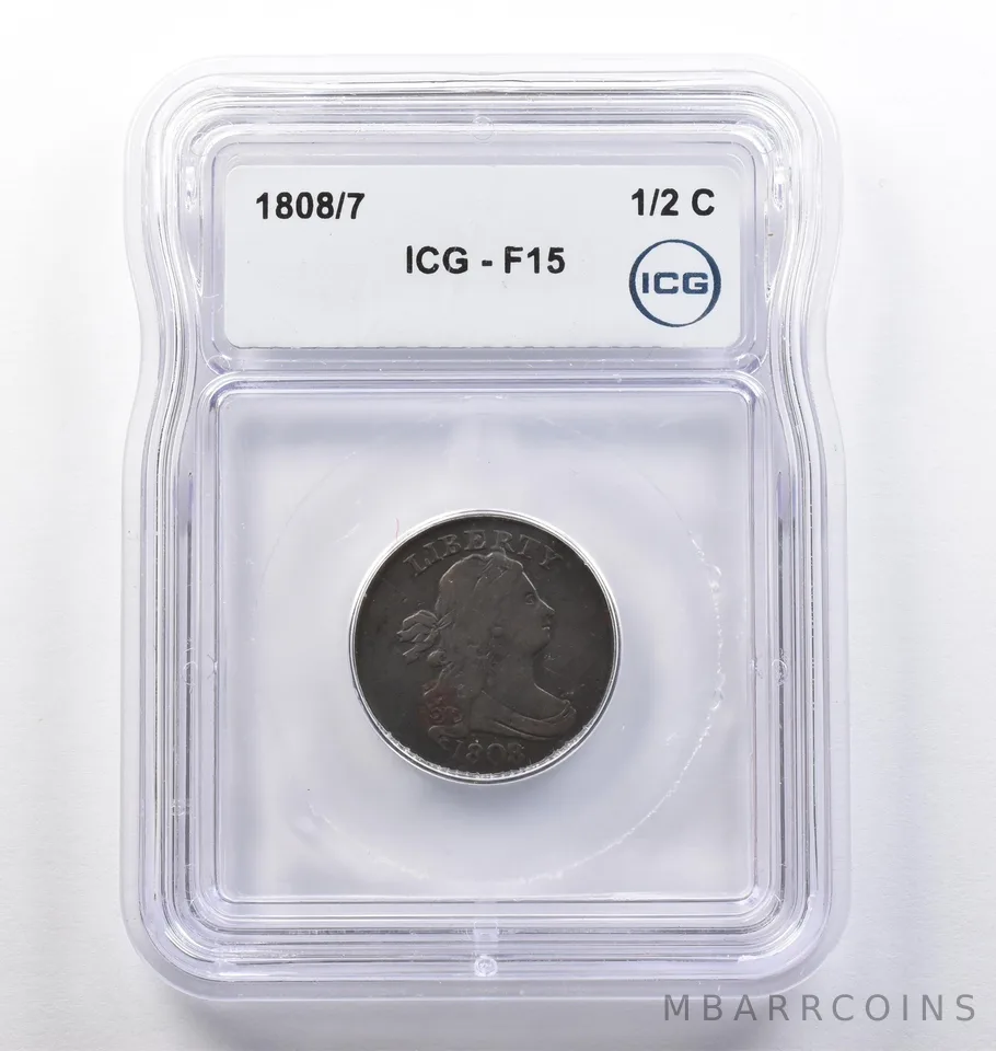 1808/7 Draped Bust Half Cent F15 ICG *0175