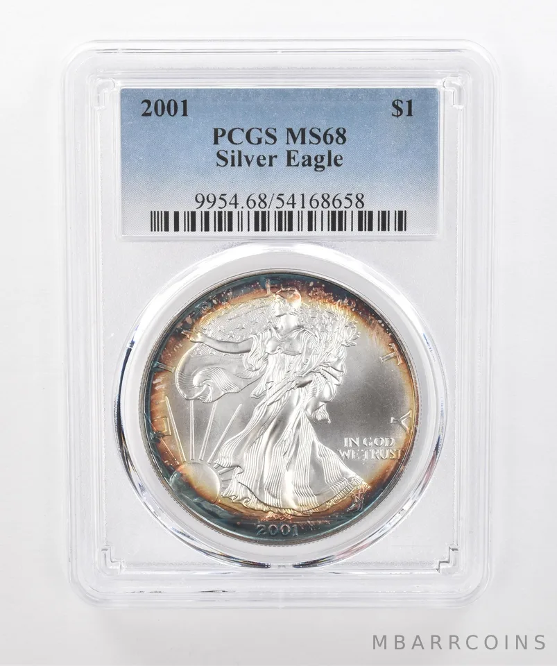 2001 American Silver Eagle MS68 PCGS Beautiful Tone *1512