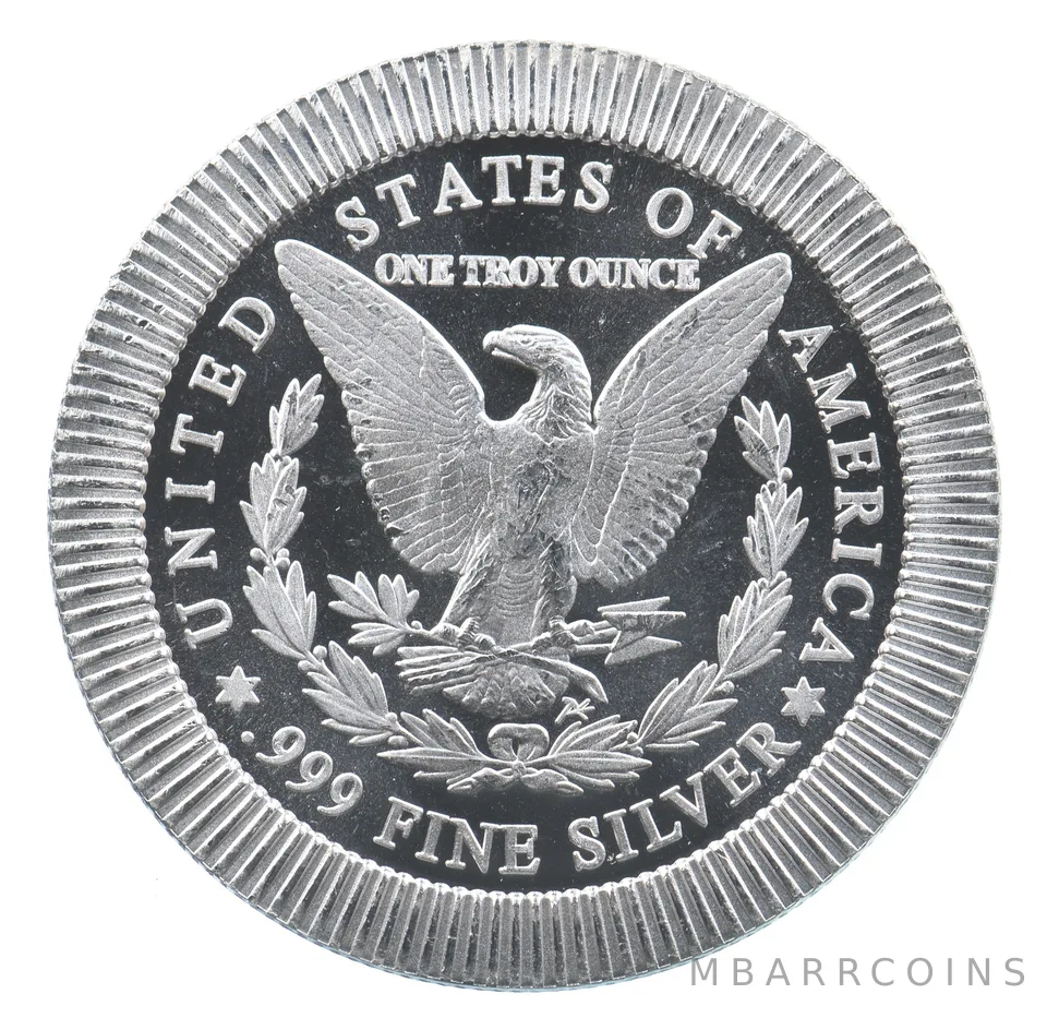 VINTAGE Art Bar/Round Morgan Dollar Design Stacker 1 Oz. Silver 1 T Ounce *172