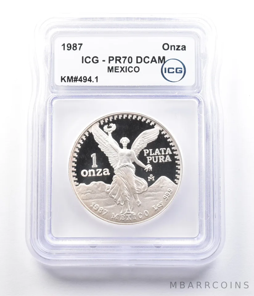 1987 Mo Mexico 1 Onza Silver Libertad KM#494.1 PR70 DCAM ICG a2916