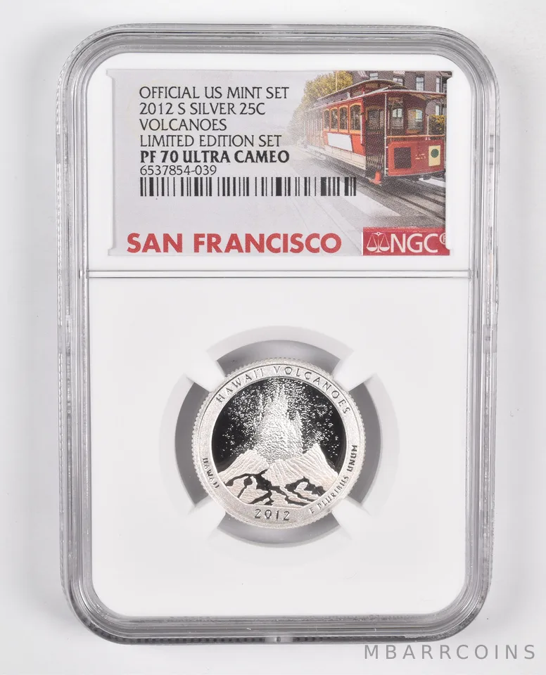2012-S Volcanoes Quarter Silver PF70 UCam NGC Limited Edition SF Lbl