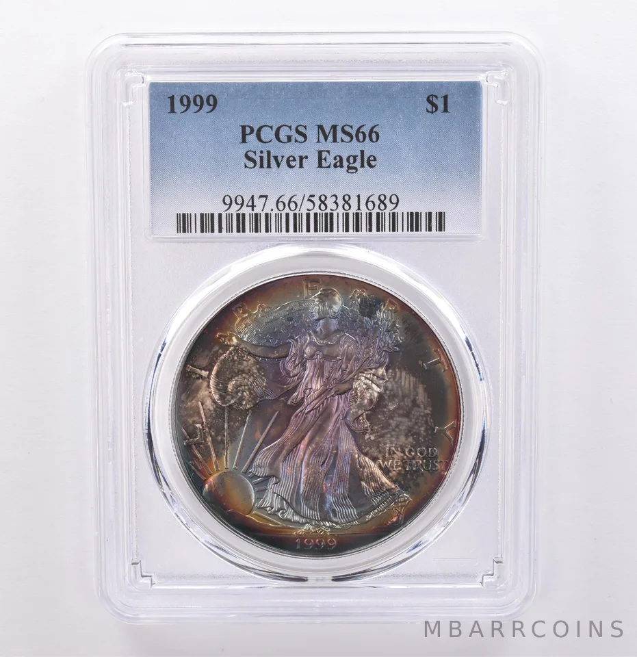 1999 American Silver Eagle MS66 PCGS Beautiful Tone *9259