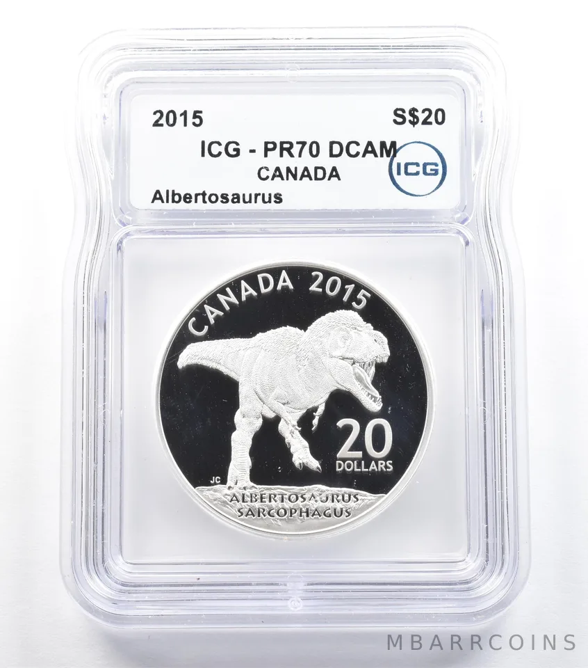 2015 Canada 20 Dollars Silver 1 Oz Albertosaurus PR70 DCAM ICG *5544