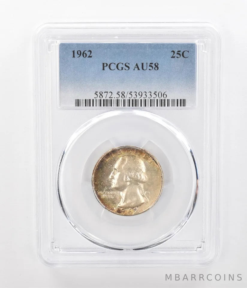 1962 Washington Quarter AU58 PCGS Beautiful Tone *1109