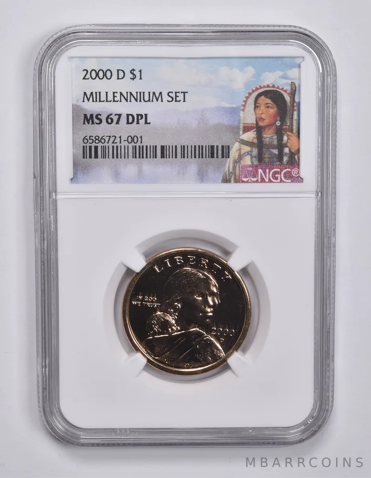 2000-D Sacagawea $1 Millennium Set MS67 DPL NGC Special Lbl