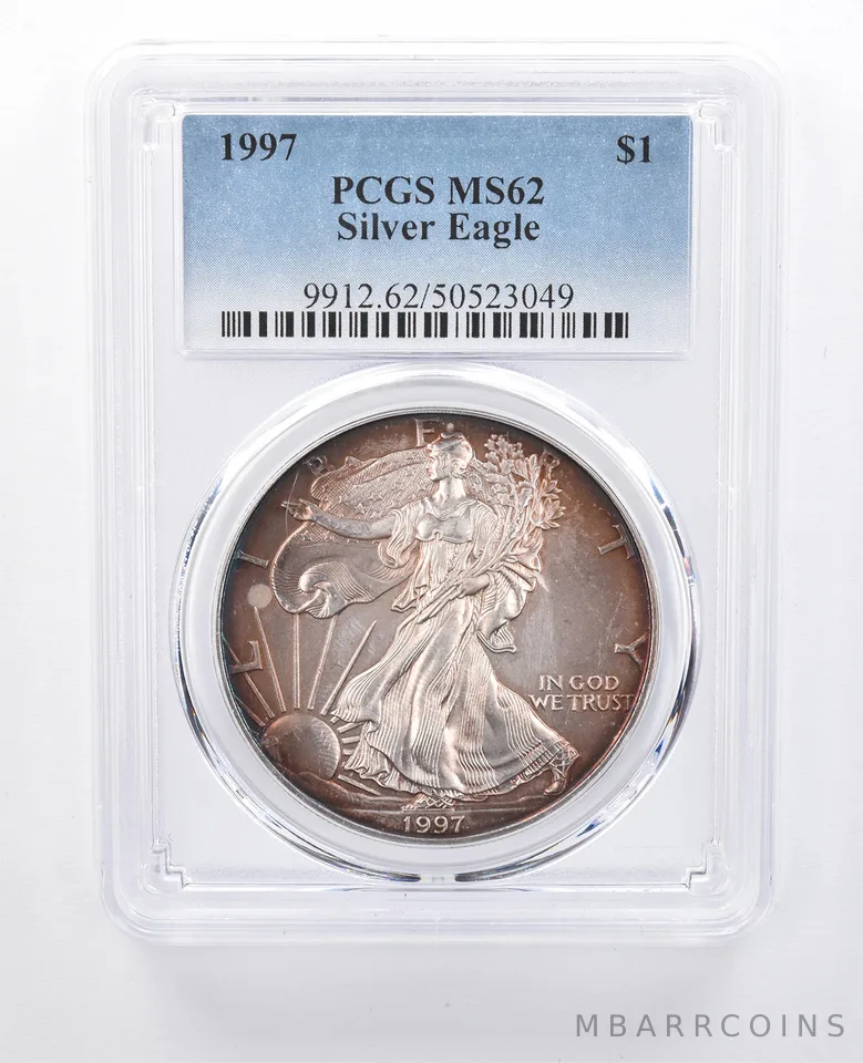 1997 American Silver Eagle MS62 PCGS Red Tone *8186
