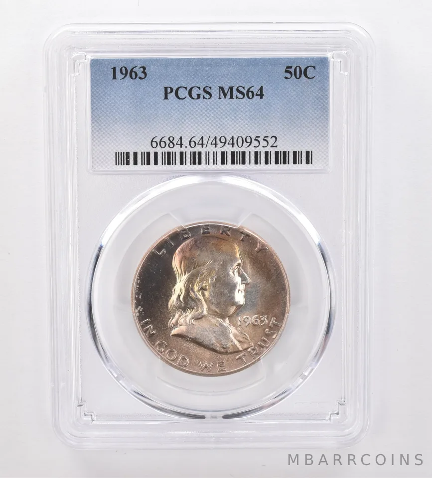 1963 Franklin Half Dollar MS64 PCGS Beautiful Tone *0012