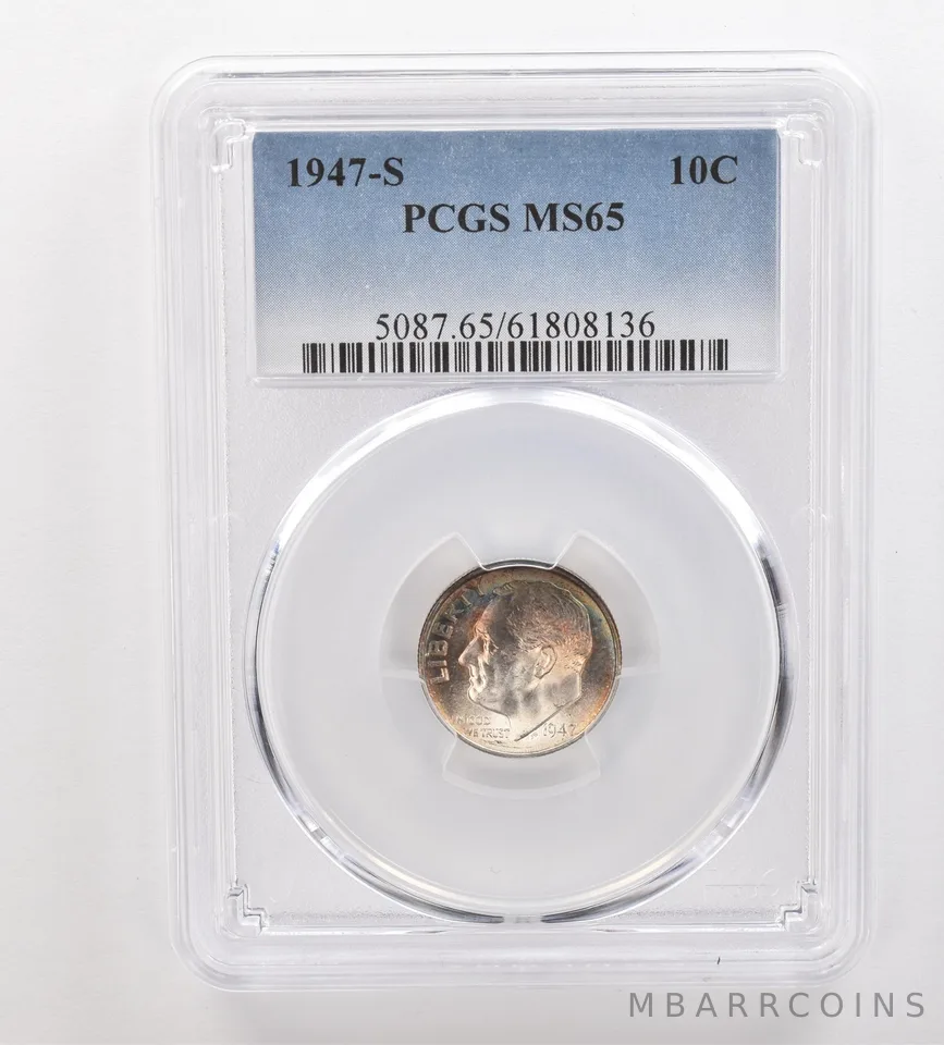 1947-S Roosevelt Dime MS65 PCGS Beautiful Tone *3301