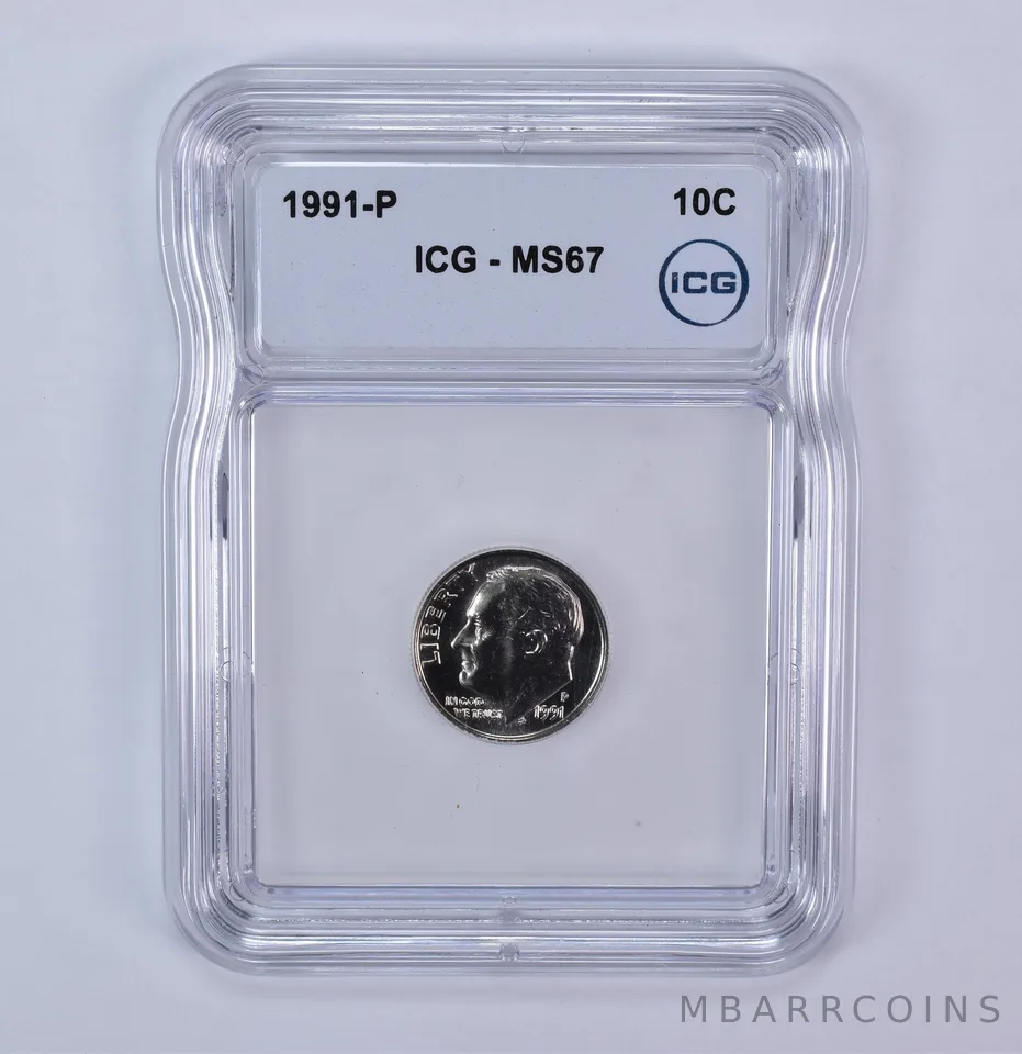 1991-P Roosevelt Dime MS67 ICG