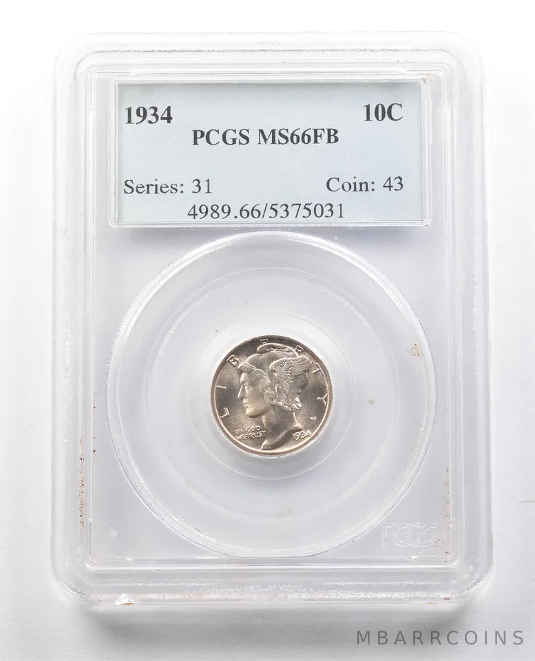 1934 Mercury Dime MS66 FB PCGS PQ *1297