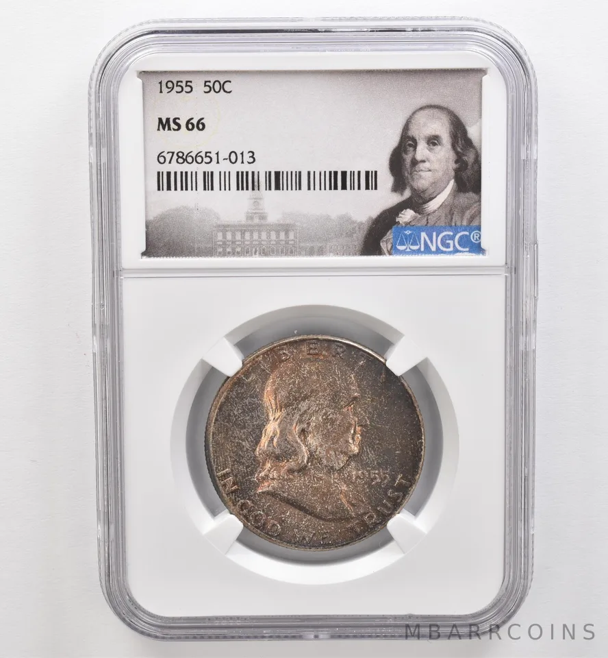 1955 Franklin Half Dollar MS66 NGC Beautiful Tone *9261
