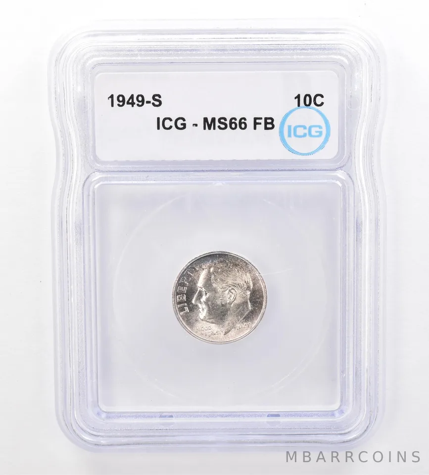 1949-S Roosevelt Dime MS66 FB ICG Peripheral Tone *7302
