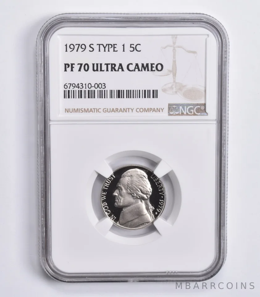 1979-S Jefferson Nickel Type 1 PF70 UCam NGC Brown Lbl