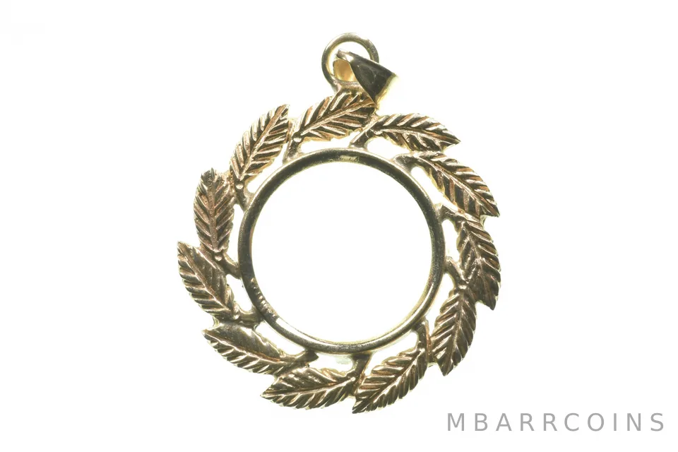 14K Gold 1/10 Oz Maple Leaf 16mm 4 Grams Coin Bezel Holder Pendant *5108