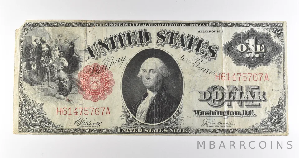 1917 $1 Legal Tender Red Seal Large Note Fr#38 *4617