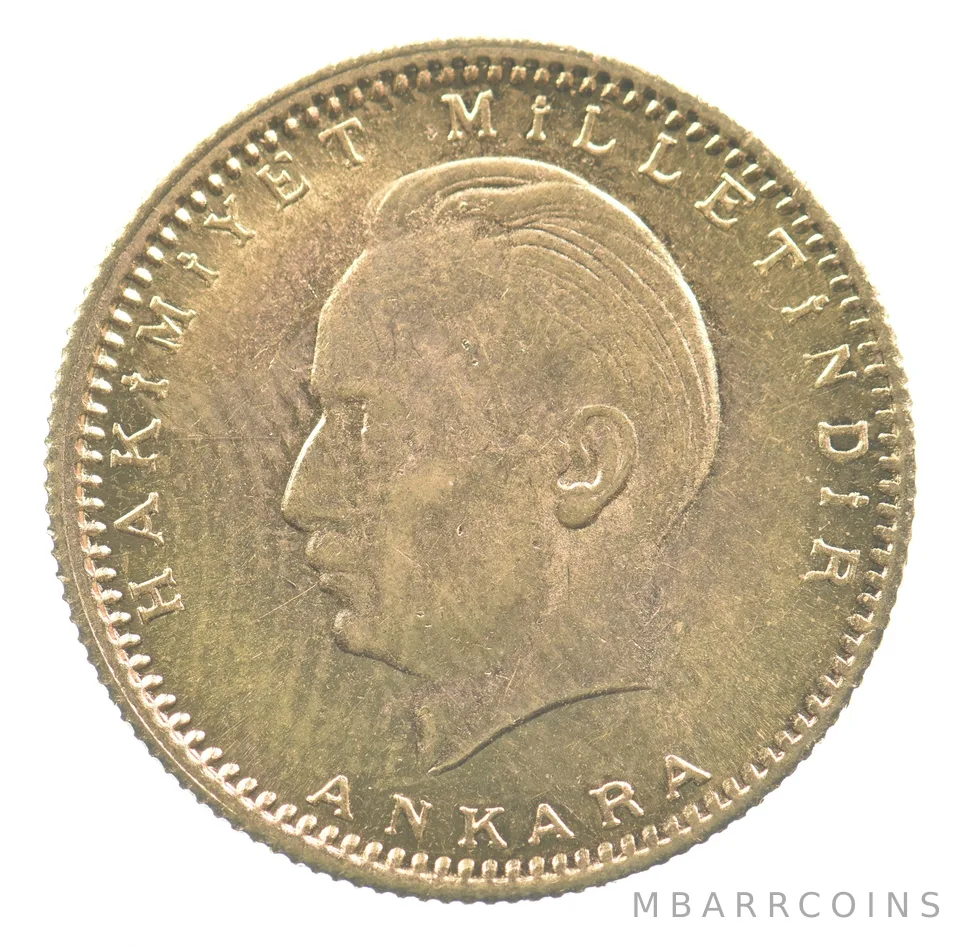 1923 (Year 20) Turkey 100 Kurush Gold KM#854 .2127 AGW *6676
