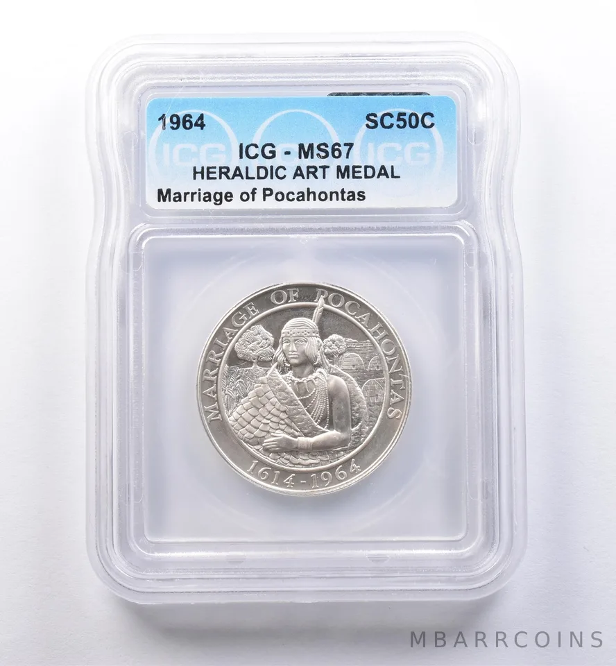 1964 So Called Half Dollar Marriage Of Pocahontas MS67 ICG *8420