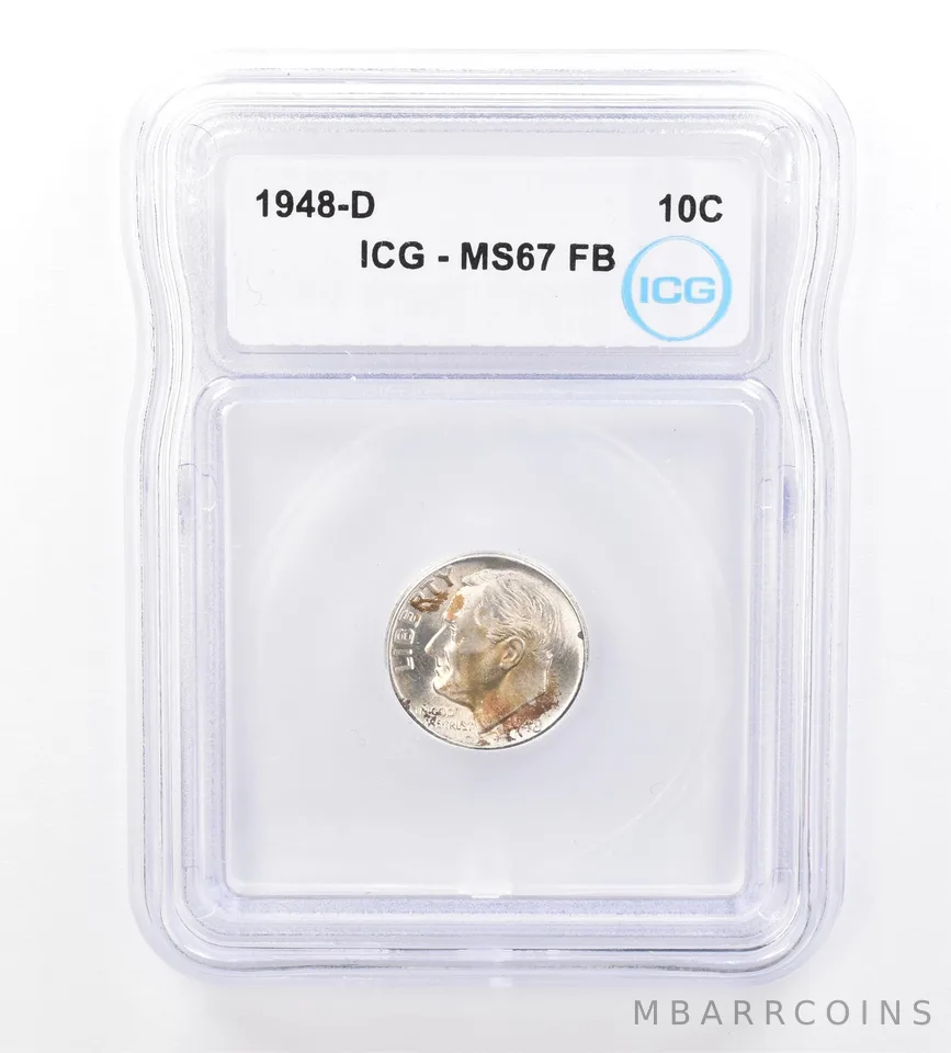 1948-D Roosevelt Dime MS67 FB ICG Beautiful Tone a1586