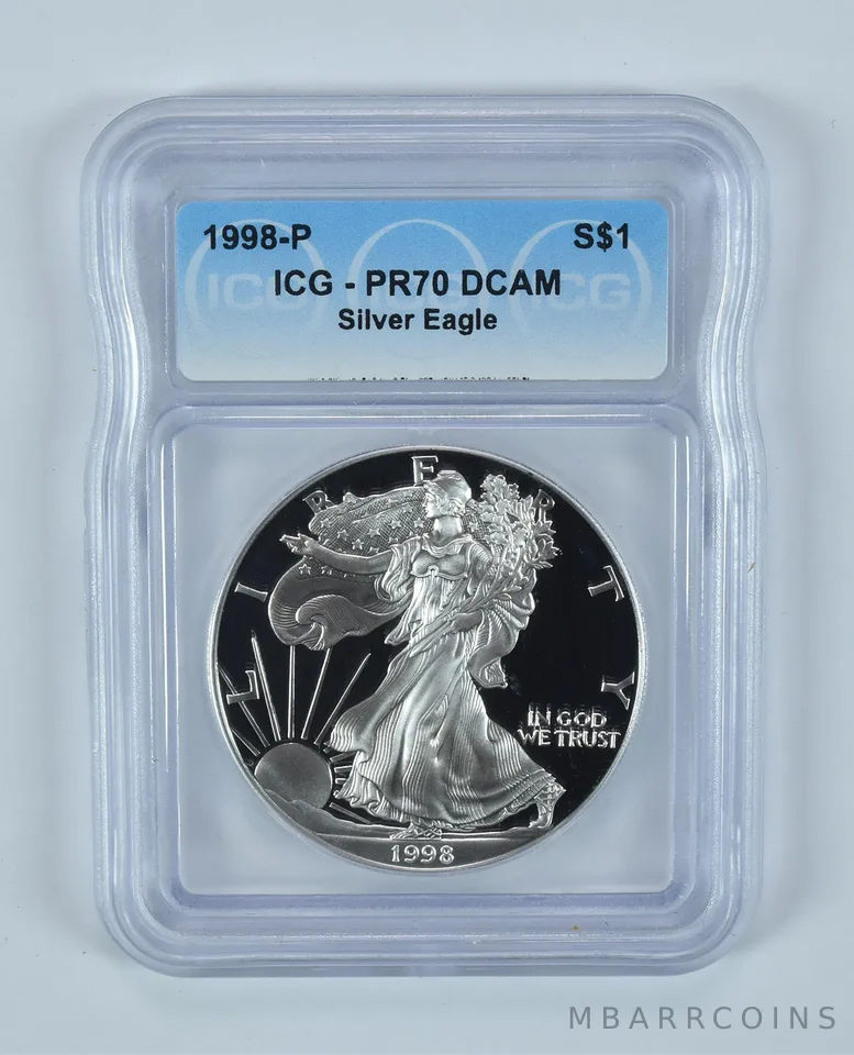 1998-P American Silver Eagle PR70 DCAM ICG