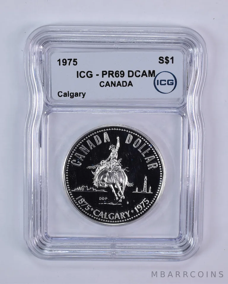 1975 Canada 1 Dollar Silver Calgary PR69 DCAM ICG