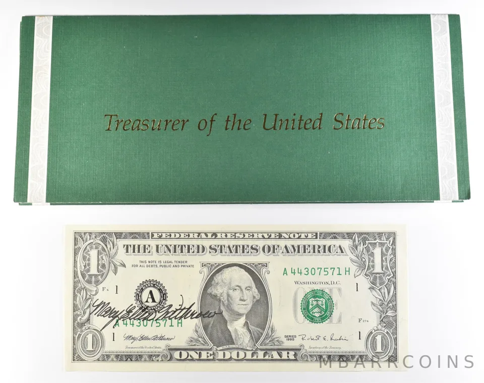 1995 $1 Boston MA FRN Green Seal Courtesy Signature a0930