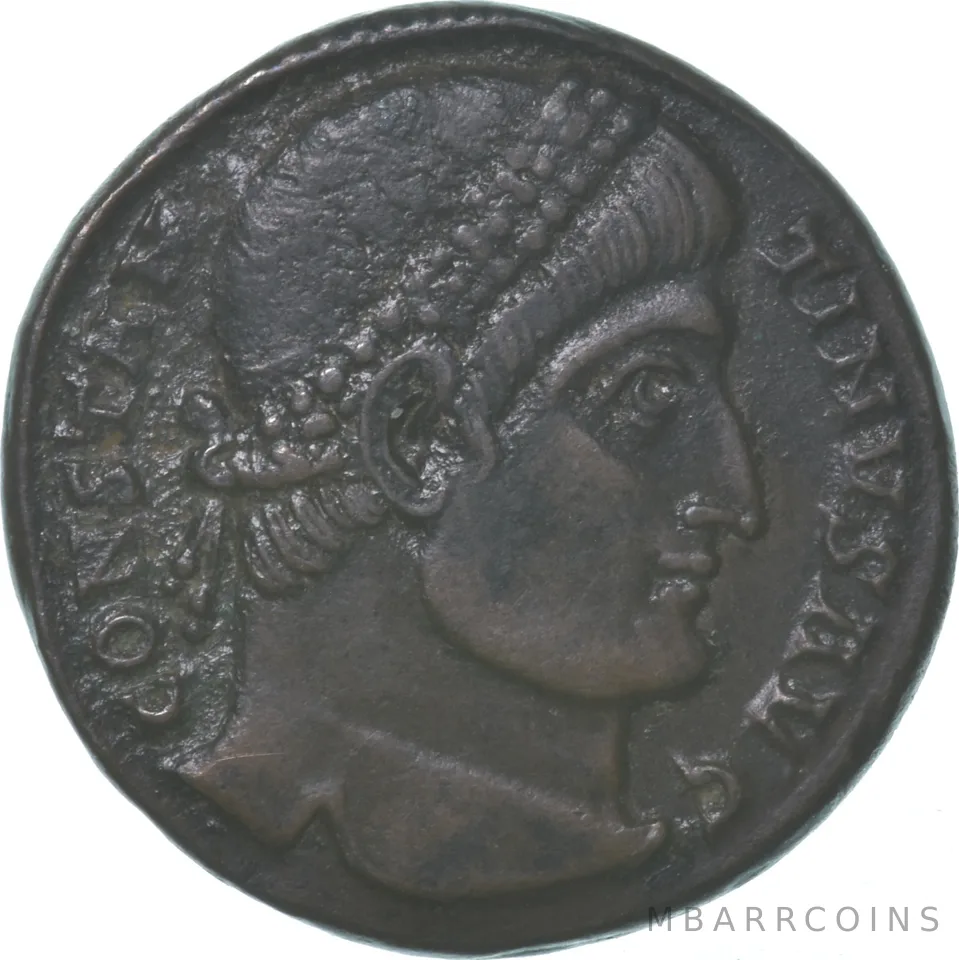 (AD 328-329) Roman Empire Follis Constantius I Nicomedia 5th Officina *8255