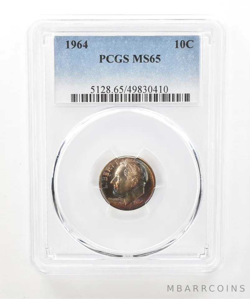 1964 Roosevelt Dime MS65 PCGS Beautiful Tone a5209