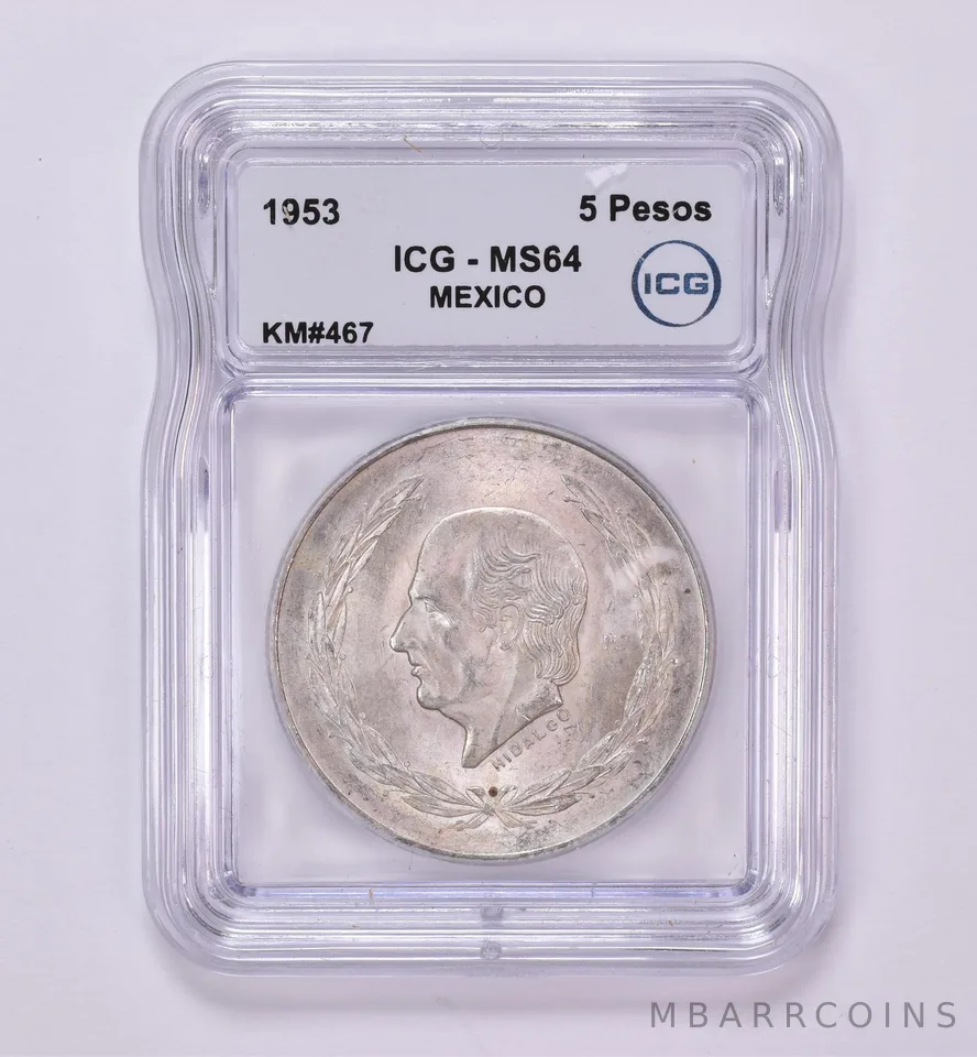 1953 Mexico 5 Peso KM#467 MS64 ICG Beautiful Tone *0437