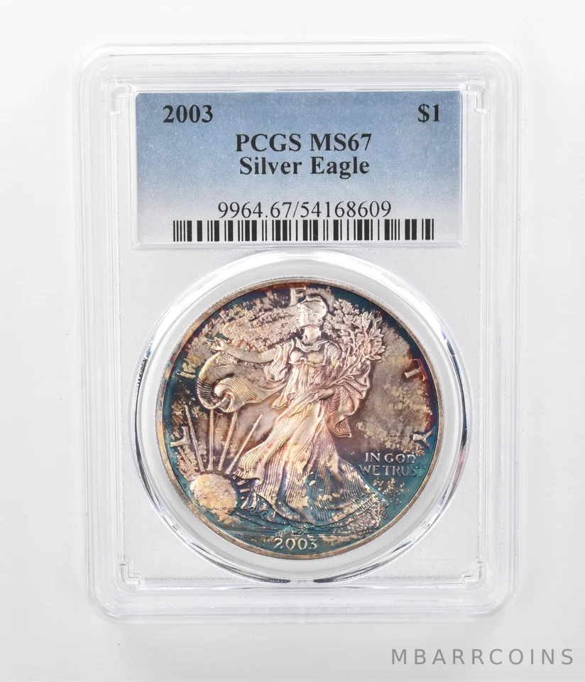 2003 American Silver Eagle MS67 PCGS Beautiful Tone *1278