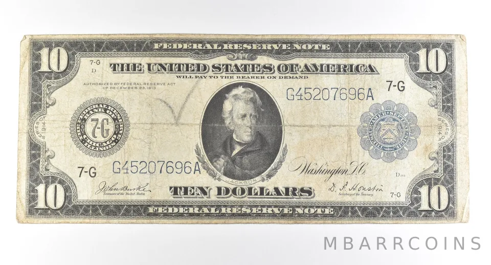 1914 $10 Chicago IL FRN Large Note Blue Seal *2791