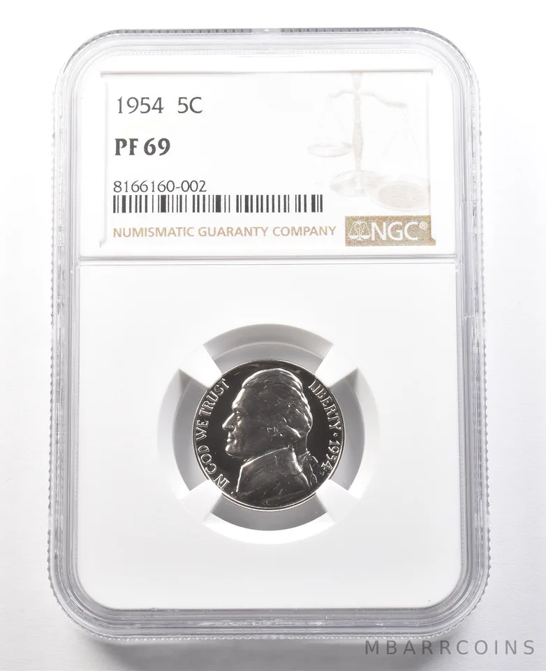 1954 Jefferson Nickel PF69 NGC PQ Cameo Contrast a8036