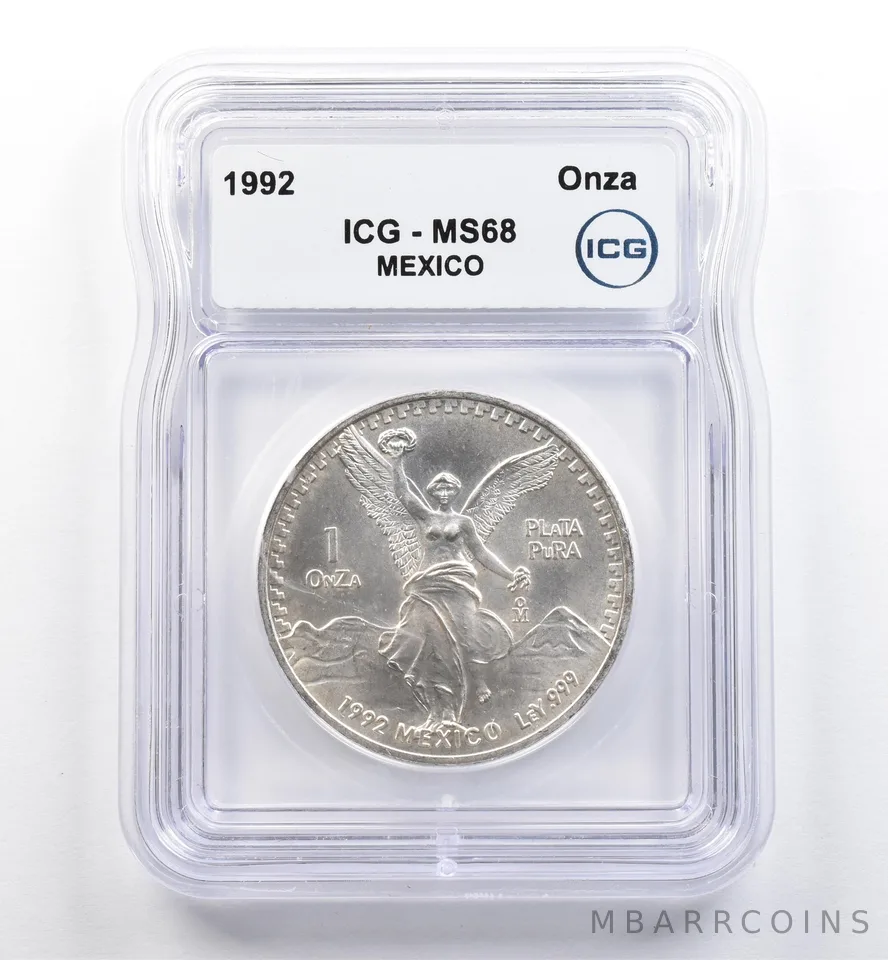 1992 Mo Mexico 1 Onza Silver Libertad MS68 ICG *0131