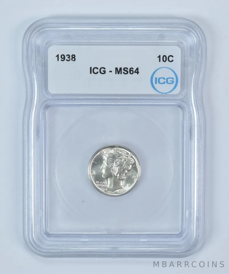 1938 Mercury Dime MS64 ICG
