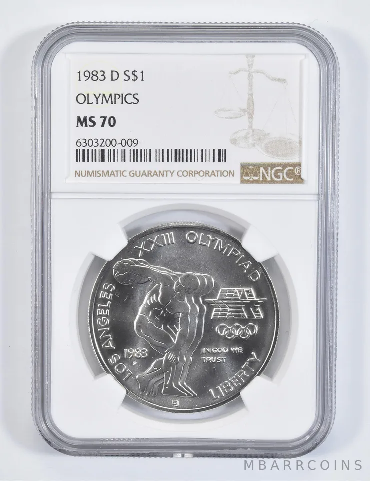 1983-D Olympic Discus LA Commemorative Silver Dollar MS70 NGC