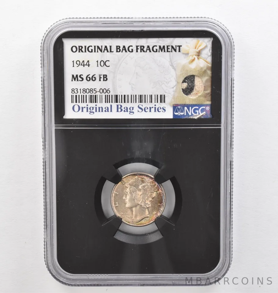 1944 Mercury Dime Original Bag Fragment MS66 FB NGC Beautiful Tone *0291