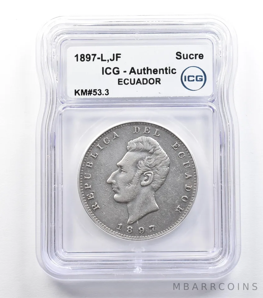 1897 L JF Ecuador Sucre KM#53.3 Authentic ICG *9311