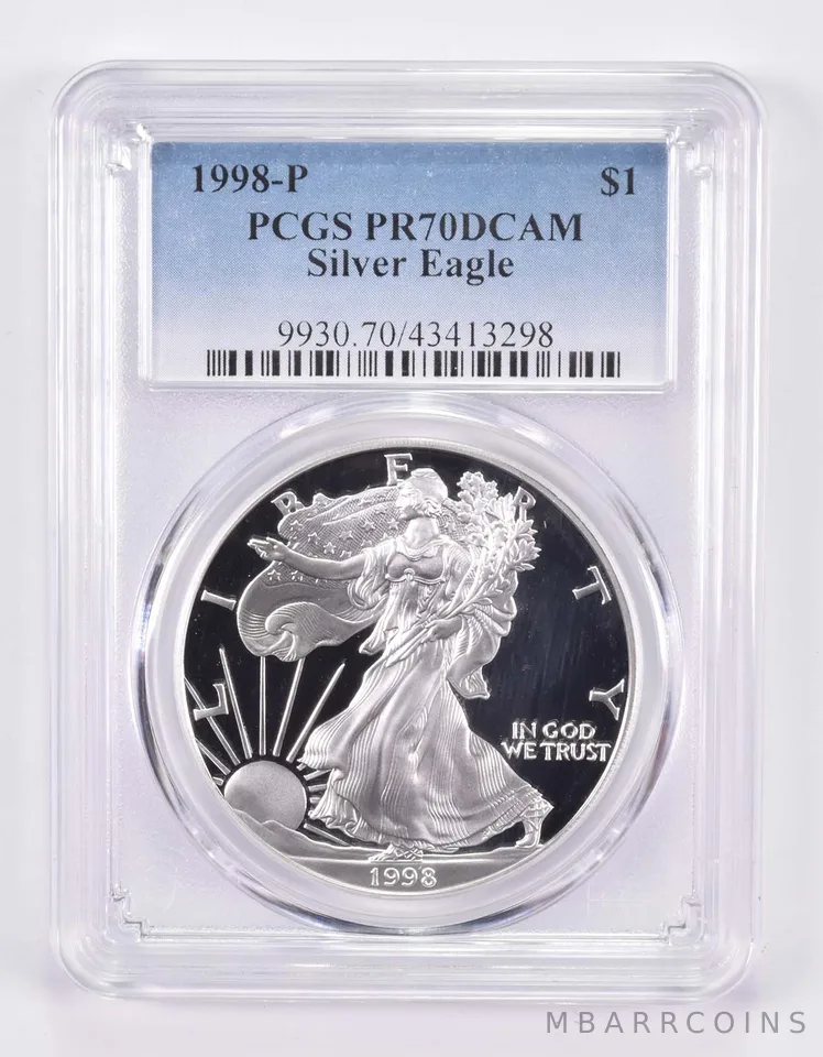1998-P American Silver Eagle PR70 DCAM PCGS Blue Label