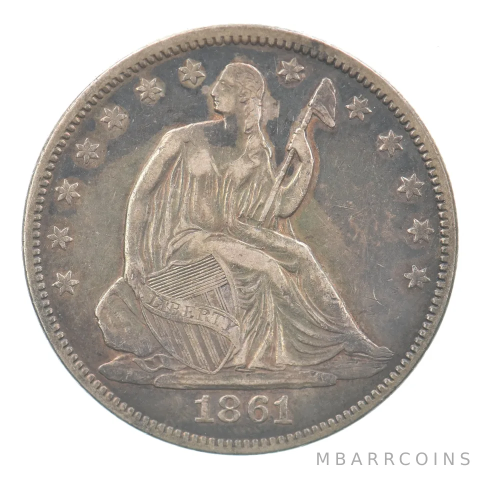1861 Seated Liberty Half Dollar Beautiful Tone a1931