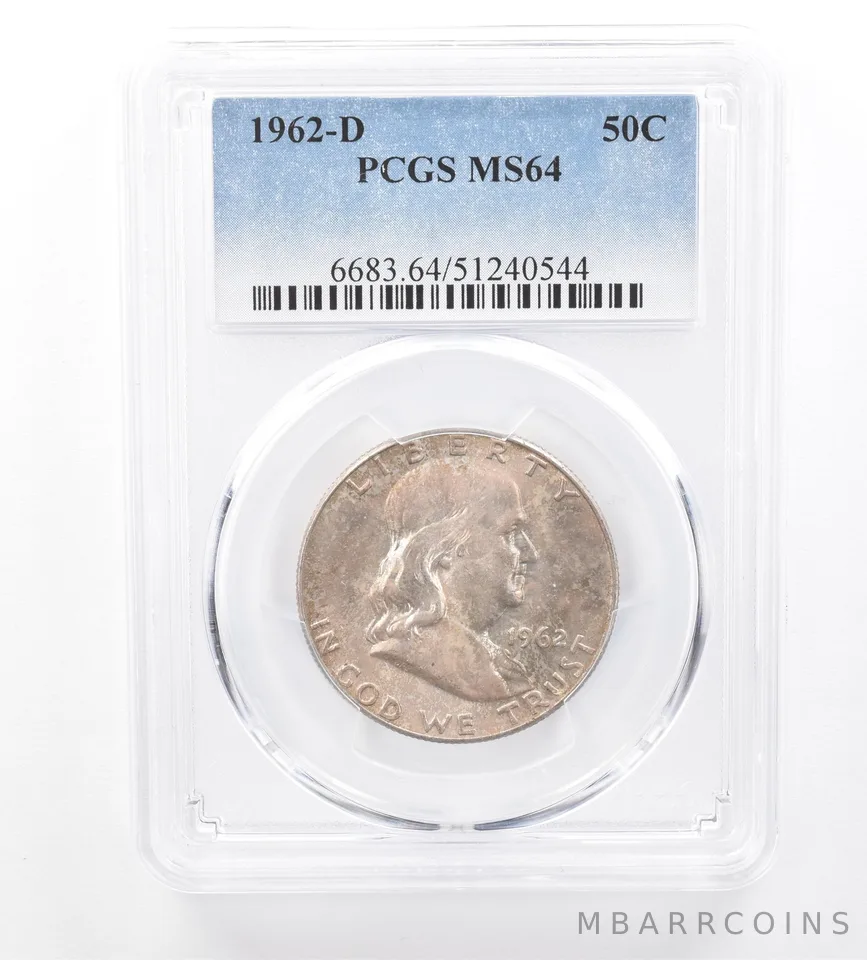 1962-D Franklin Half Dollar MS64 PCGS Beautiful Tone *1763