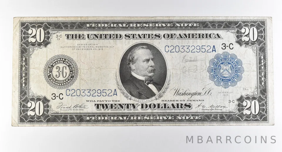 1914 $20 Philadelphia PA FRN Large Note Blue Seal *2826