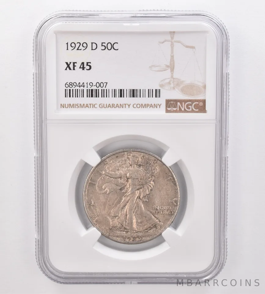 1929-D Walking Liberty Half Dollar XF45 NGC Beautiful Tone *9928
