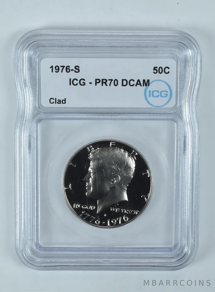 1976-S Kennedy Half Dollar CLAD PR70 DCAM ICG