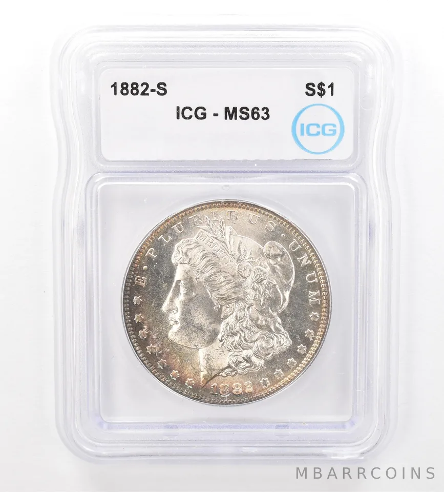 1882-S Morgan Silver Dollar MS63 ICG Peripheral Tone *7411